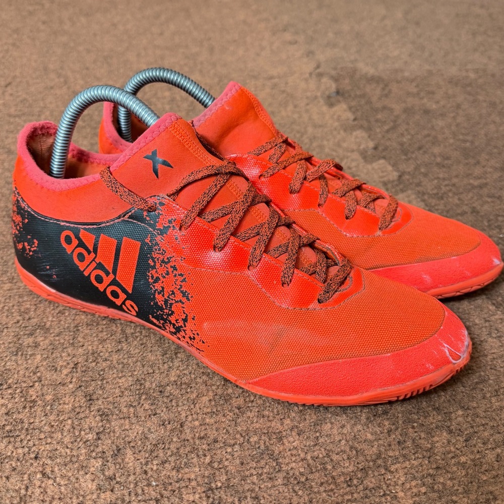 Adidas X Techfit Indoor Soccer Shoes Orange Black Mens Futsal Sneakers sz 9.5